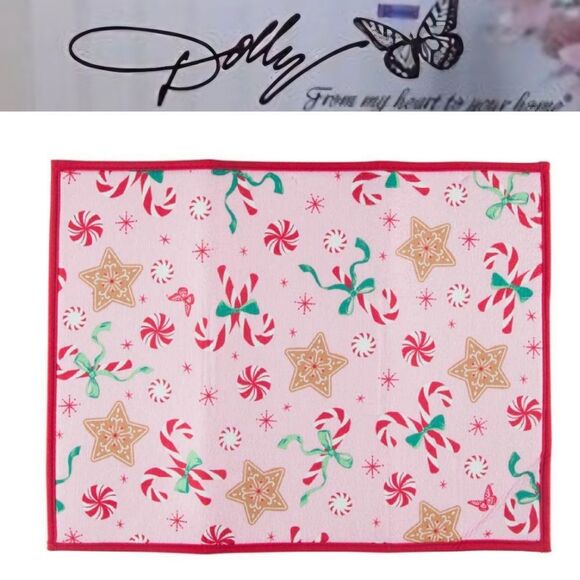 Dolly Parton Peppermint & Candy Cane Holiday Drying Mat - Picture 1 of 7